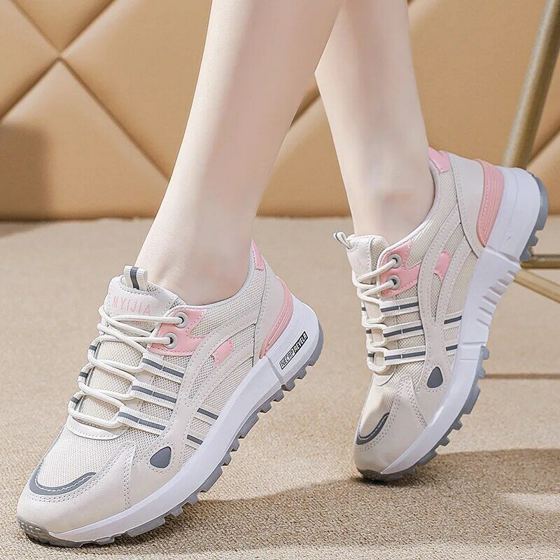 Spring autumn new women's casual breathable light all increase thick sole sports running women's sports shoes C1112