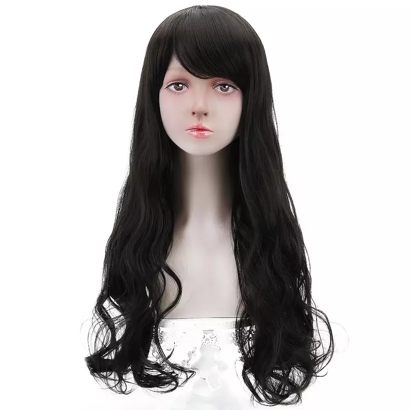 42"Long Natural Wavy Synthetic Wigs For Women Pink Blonde Brown High Temperature Fiber Cosplay Women's Wigs With bangs