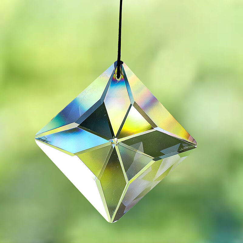50Mm Vierkante Suncatcher Glas Art Gefacetteerd Kristallen Prisma Kroonluchter Onderdelen Hangende Regenboog Maker Home Window Bruiloft Decor