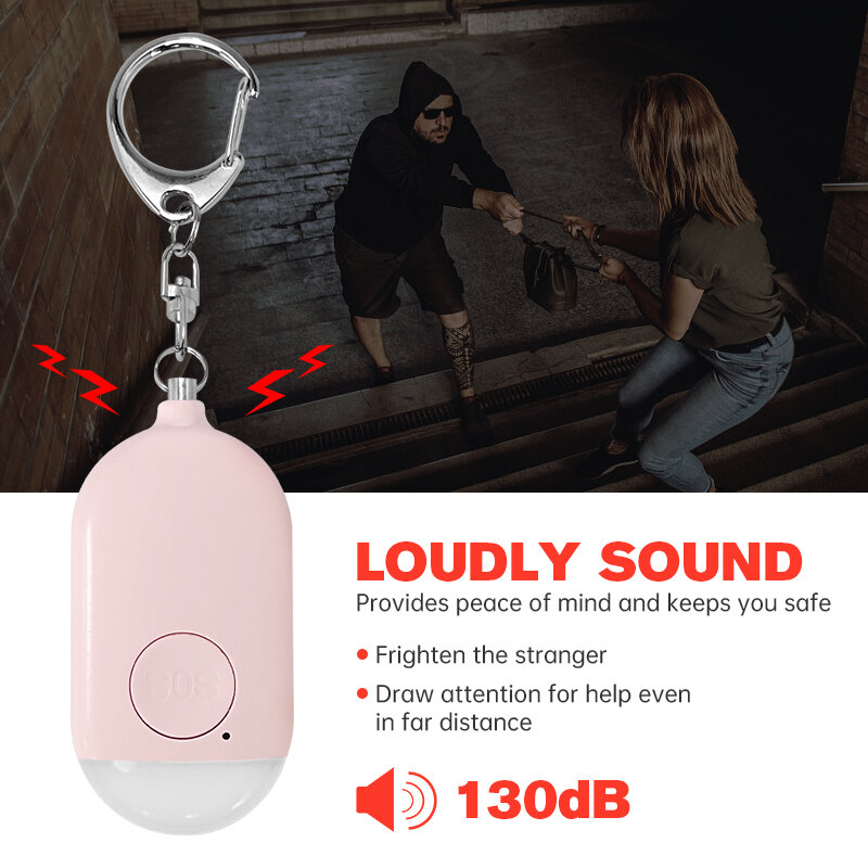 Recarregável Anti Lobo Alarme Lanterna, Dispositivo Inteligente, Outdoor Defesa SOS Pessoal, Luz LED, 130dB