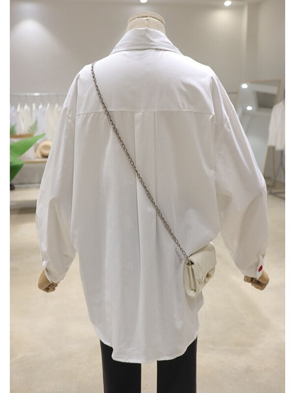 Blusa bordada com seios femininos, camisa de manga comprida, top solto, comprimento médio, abaixo do quadril, Potter Love, Primavera, 2022
