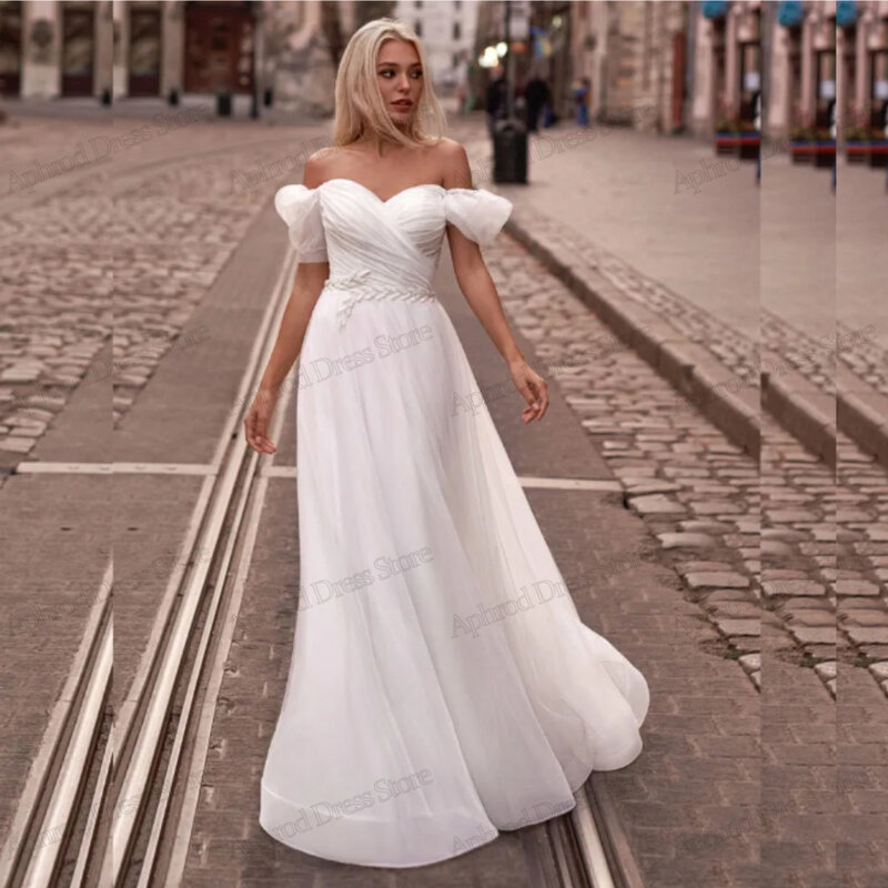 Женское свадебное платье It's yiiya, белое фатиновое платье А-силуэта с открытыми плечами и вырезом лодочкой на лето 2019