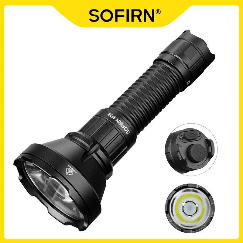 Sofirn-SF26 21700 lanterna tática, 2000lm, 964m de longo alcance, tocha recarregável USB C com interruptor de cauda dupla, IPX-8