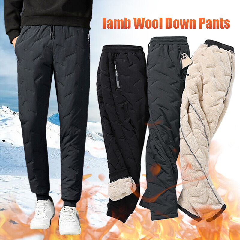 Calça térmica de lã grossa masculina, calça casual de lã de cordeiro, moletom impermeável, alta qualidade, moda inverno