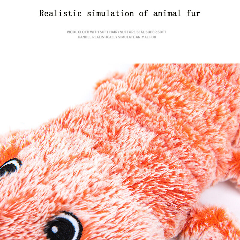 USB Charging Pet Gravity Jump Shrimp Simulation Animal Fur Lobster Electric Cat Toy Smart Tap Trigger Cloth Cover Can Be Washed