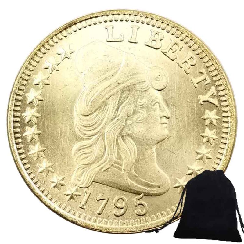 Luxury 1795 histical US Liberty Funny Couple Art Coin/Nightclub solution Coin/buona fortuna moneta tascabile commemorativa + borsa regalo
