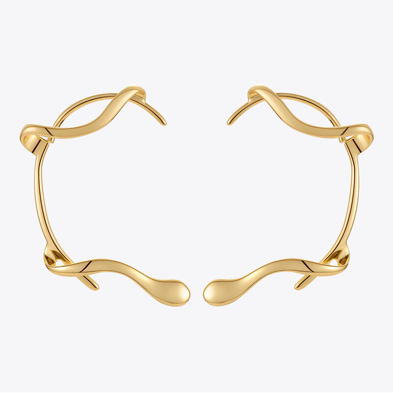 ENFASHION Anting-Anting Jepit Telinga Model Cabang Tanpa Tindik Warna Emas untuk Wanita Perhiasan Anting-Anting Mode Tidak Beraturan E221375