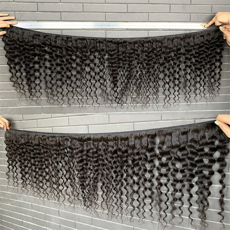 12A Deep Wave Bundles Deal 100% Unprocessed Brazilian Virgin Human Hair Weave Extensions Wet and Wavy Hair Natural Heveux Humain