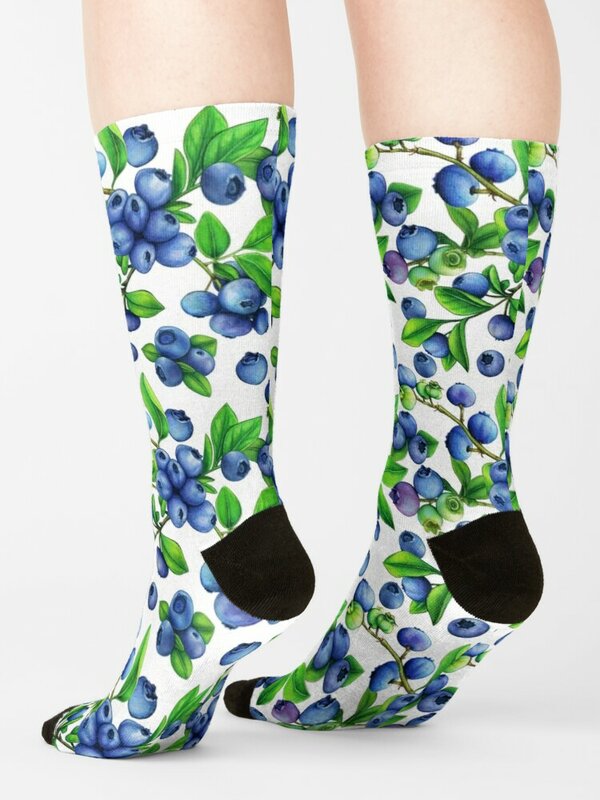 Calcetines con patrón de acuarela de frutas de arándanos para hombre, medias de compresión para mujer, calcetines divertidos