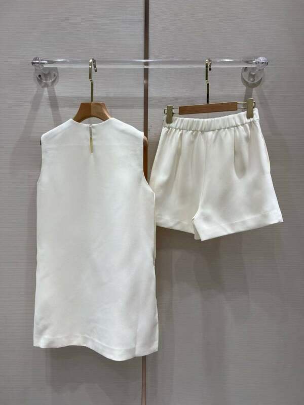Conjunto de pantalones cortos de cintura alta para mujer, vestido sin mangas de alta calidad, primavera y verano, 2024