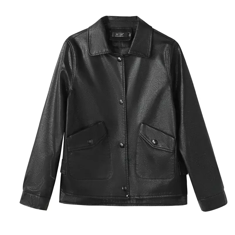 Jaqueta coreana de couro de motocicleta feminina, casaco preto, moda casual, roupa de mulher, moda, primavera, outono, mulheres, 23