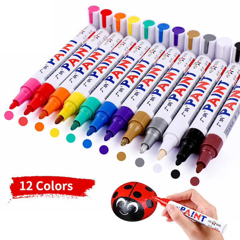 Pneu impermeável oleoso Mark Pen para carros, Auto pneu de borracha, Pintura permanente colorida Pen, Graffiti, Touch Up Paint Marker