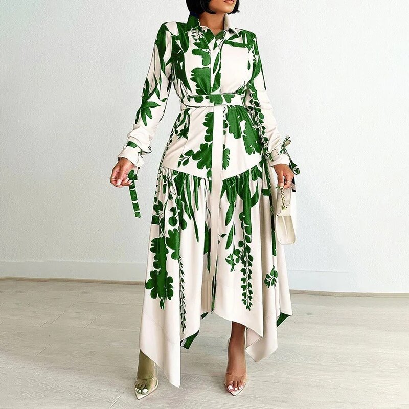Elegant Polyester African Party Evening Dresses for Women Summer 2024 African Long Sleeve Print Long Maxi Dress Gowns Outfits