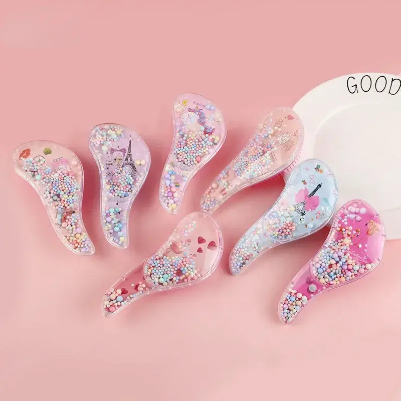 Neue Nette Friseur Kamm für Kinder Anti-knoten Massage Fließende Bead Haar Kamm Kinder Mädchen Kleid Up Makeups Spielzeug geschenke