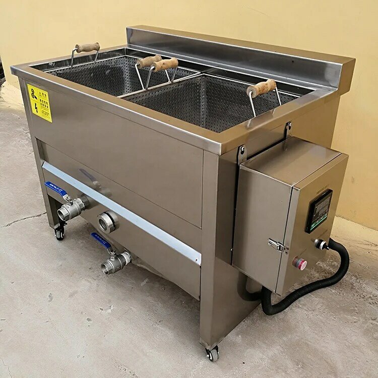 Komercyjna elektryczna smażalnica chipsy ziemniaczane ze stali nierdzewnej maszyna do robienia 2 zbiornik 2 kosz frytkownica elektryczna