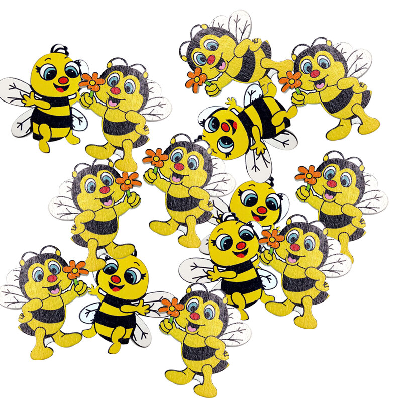 Nowe 20-częściowe drewniane kształty Ozdoby pszczół do scrapbookingu Rzemiosło Dekoracyjne guziki Flatback Tworzenie kart Dekoracja Prezent