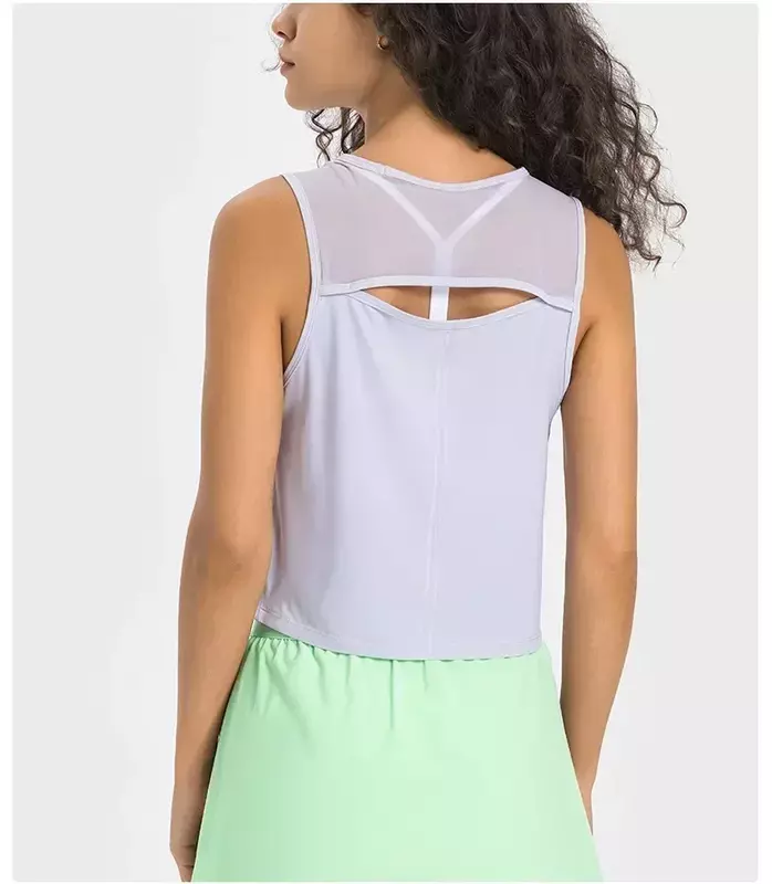 Lemon Buttery Soft Yoga Vest para mulheres, ajuste solto, regata de treino, Gym Wear, sem mangas, Back Hollow Out, Sportswear, camisas esportivas