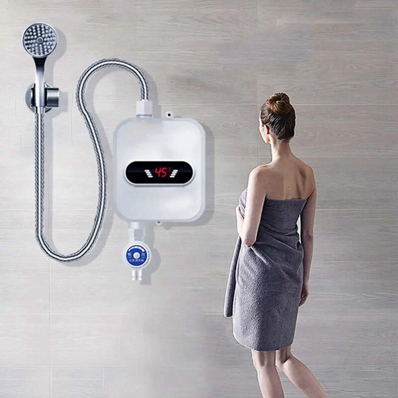 Мгновенный водонагреватель для душа, смеситель для ванной комнаты, нагреватель горячей воды 3500 Вт, цифровой дисплей для загородного дома