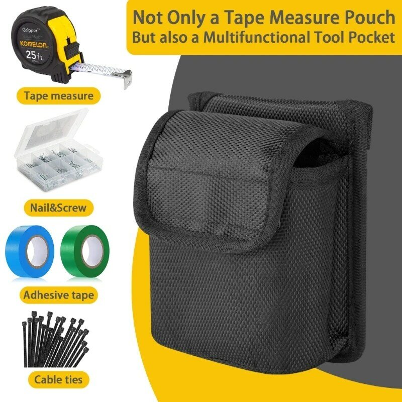 Convenient Tool Bag for Measuring Tapes to Hold and Protect Tape Measures and Small Rulers for Electricians, Woodworkers