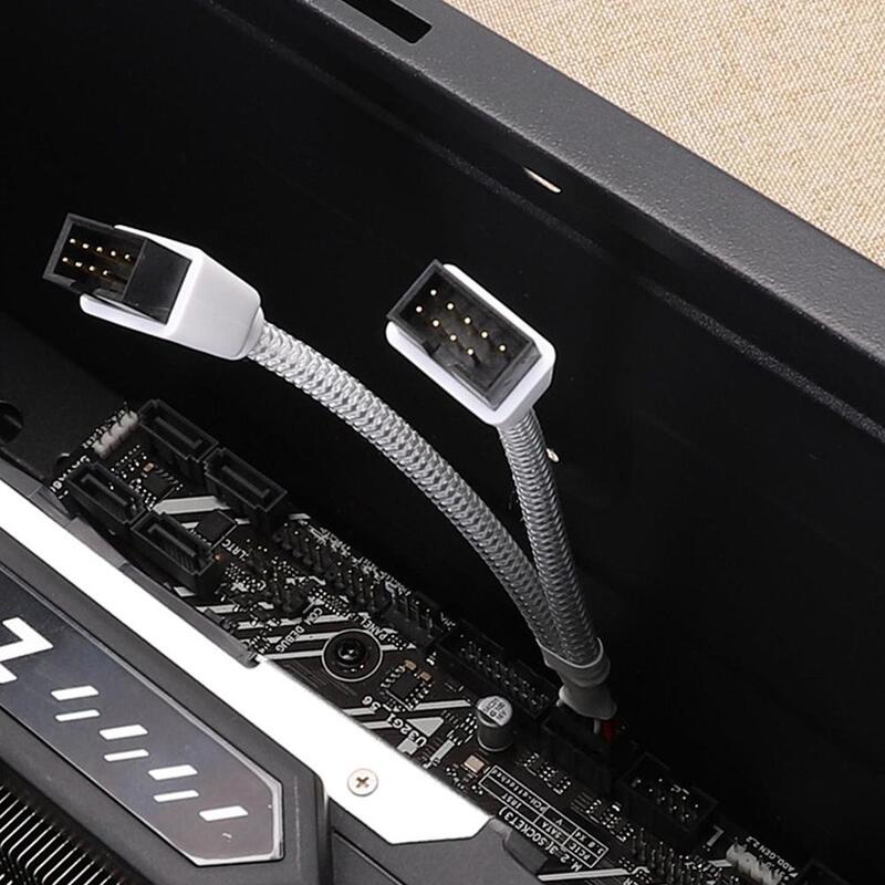 Placa-mãe Cabo de Extensão USB, 9 pinos, 1 fêmea para 2 macho, Y Splitter, Audio HD, Desktop, HUB Connector