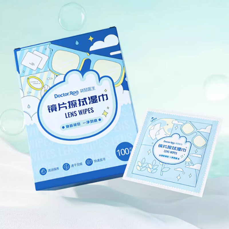 Lens Wiping Pads Disposable 200 Pieces/Box 6x10cm Lenses Glasses Disinfection Wipes Independent Packaging