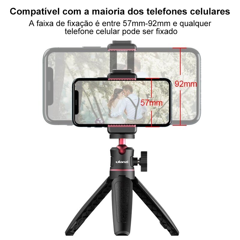 Ulanzi MT-08 DSLR SLR Téléphone Vlog Trépied Alicante Froide Support de Téléphone pour Microphone Lumière LED Mini Trépied pour iPhone Sony