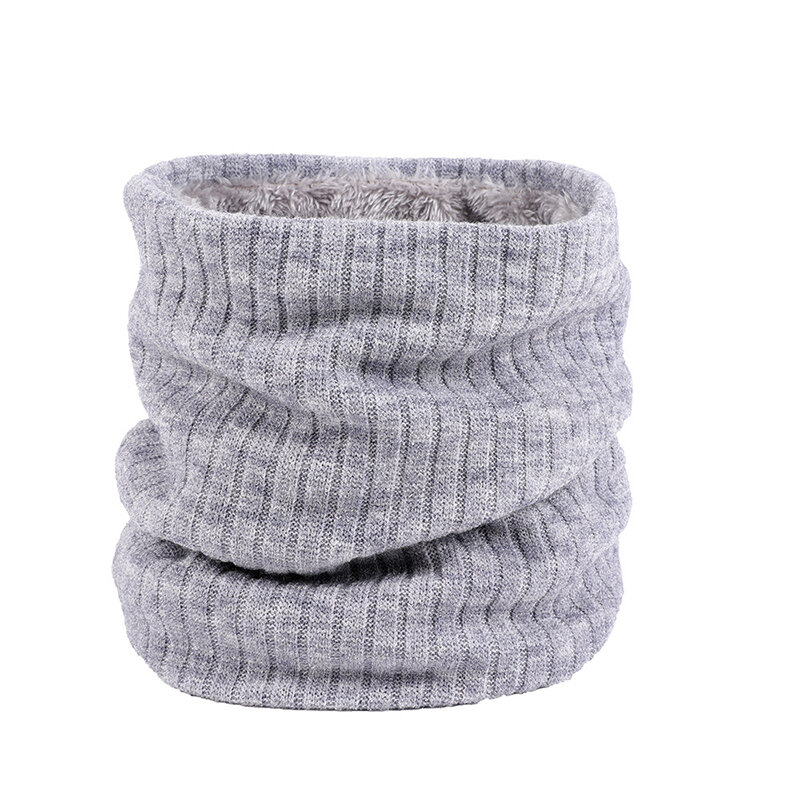 Fazzoletto da collo lavorato a maglia caldo invernale per donna uomo tinta unita sciarpa a maglia in peluche a doppio strato sciarpe con collo più caldo all'aperto
