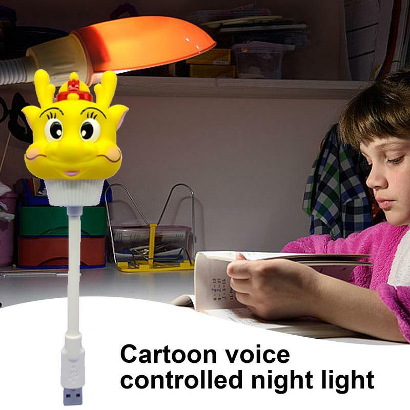 مصباح طاولة التنين مع التحكم الصوتي ، حيوان الكرتون ، لطيف ، تعمل بالطاقة USB ، واقعية ، سنة من السنة