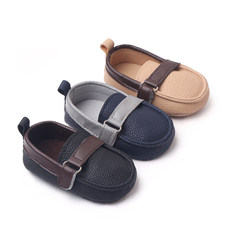 รองเท้าเด็กอ่อนสำหรับ sepatu pantofel anak Laki-Laki วัย0-18เมตร, รองเท้าหนังนิ่มนิ่มสำหรับเด็กแรกเกิด