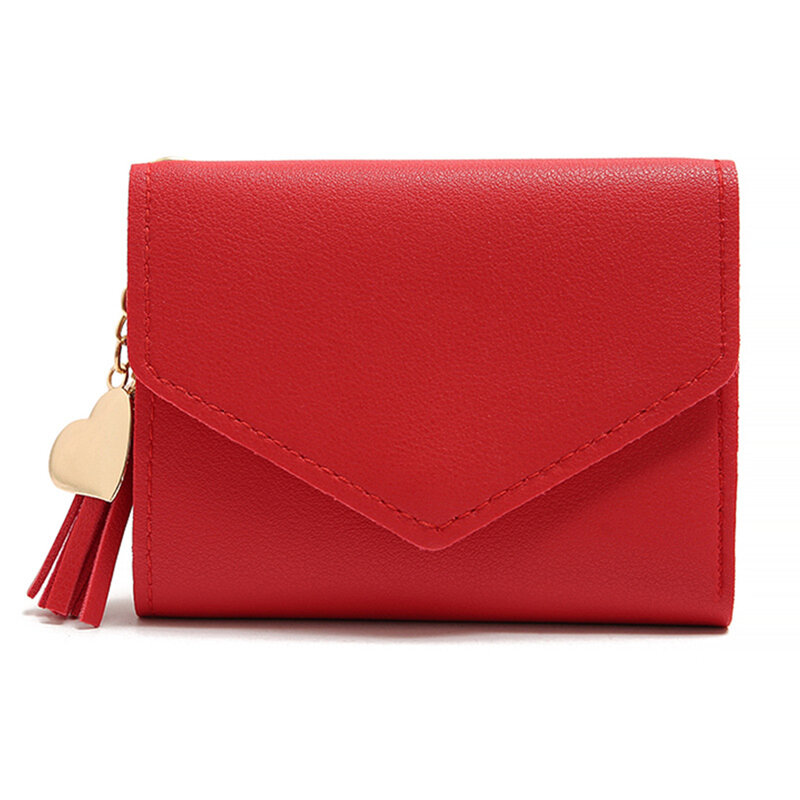 Dompet kulit lipat dua kecil, kwallet saku kulit Mini lembut, lipat ganda, dompet minimalis elegan