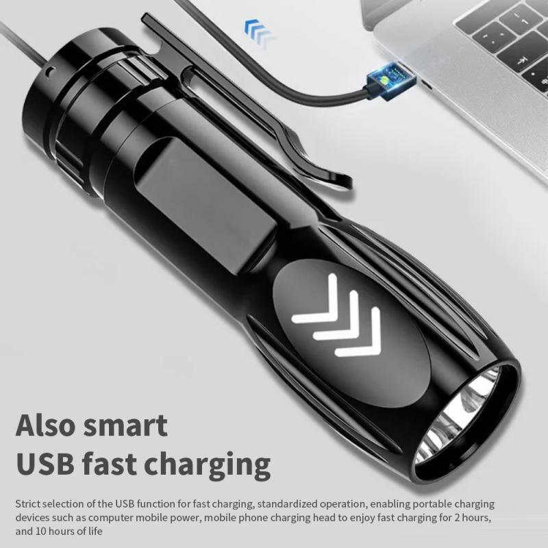 Flashlight LED Outdoor Household LED Torches Mini USB Charging Rechargeable Battery Portable Tactical Flashlight