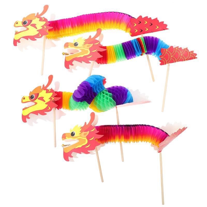 3D Paper Dragon Craft Material Chinese Dragon Year DIY Handmade Toy New Year Decoration Hanging Ornaments Kids Gift Family Games