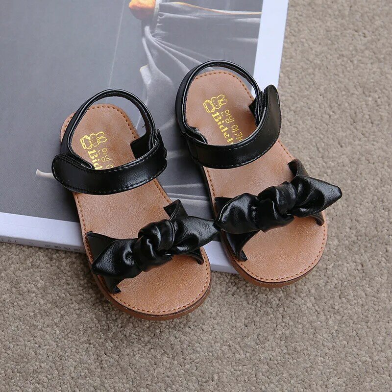 Meninas sandálias moda princesa clássico do bebê menina crianças sandálias de verão crianças sapatos de verão doce macio 21-30 venda quente arco-nó
