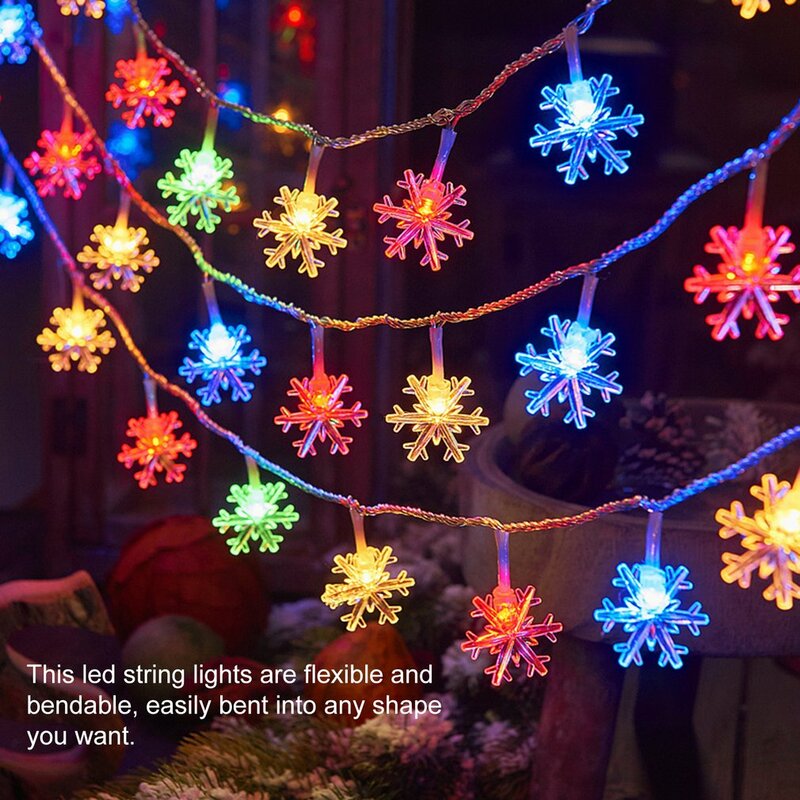 3M/6M 20/40 LED Light String Christmas Snowflake Hanging Ornament Indoor Outdoor Party Warm Decoration String Lamp
