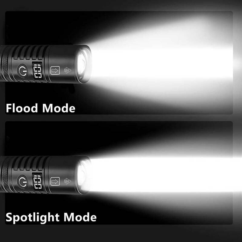 Mini linterna láser blanca potente, lámpara recargable con cuerda trasera, indicador de potencia, batería de 18650 o 21700, Zoom