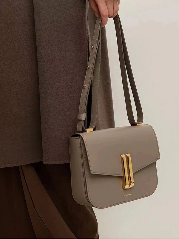 Demellier French light luxury tofu bag niche design premium sense leather women's bag one shoulder cross-body underarm bag
