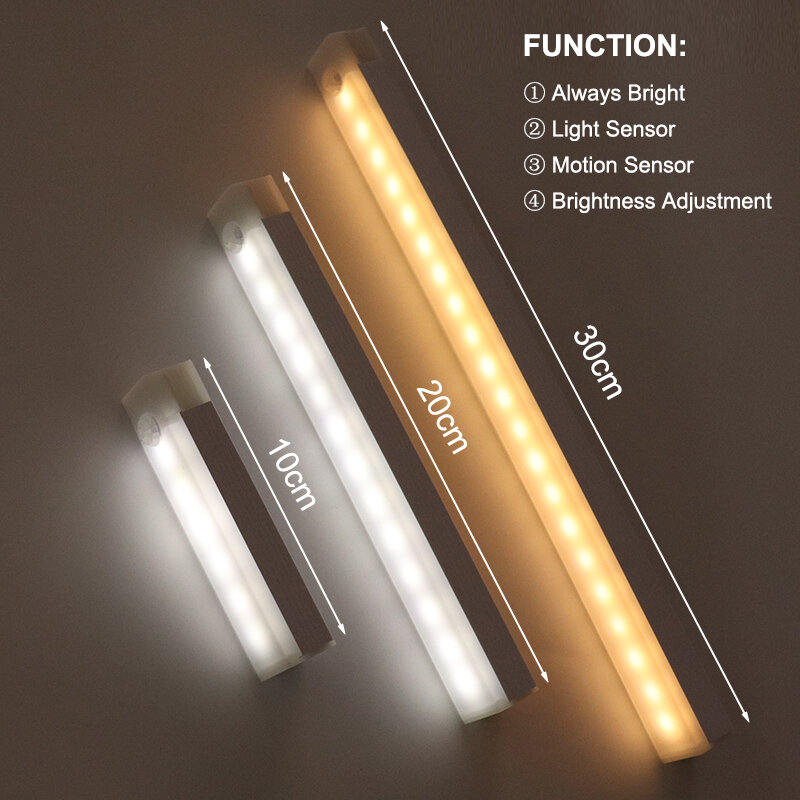 Luce notturna a LED senza fili sensore di movimento luce armadio luce notturna cucina camera da letto rilevamento luce armadio scala retroilluminazione