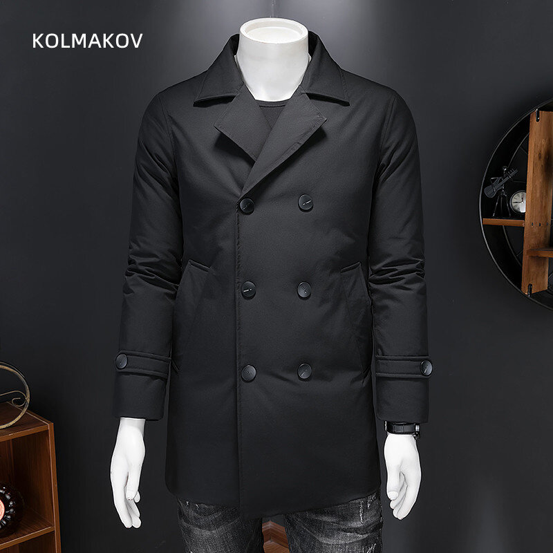 2024 winter long trench coat men jacket mens high quality 90% white duck down jackets men,warm thicken parkas size M-4XL