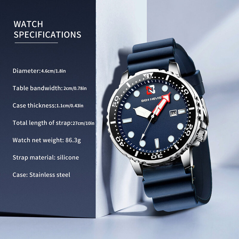 Мужские многофункциональные водонепроницаемые кварцевые наручные часы, модные кварцевые часы из нержавеющей стали с регулируемым ремешком, мужские часы