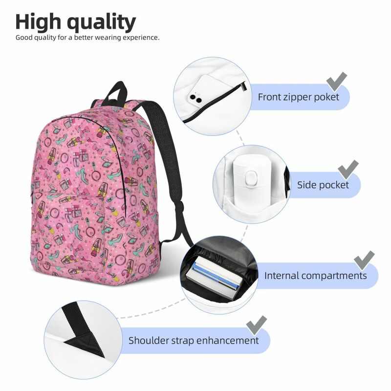 Pink Parttern ransel sekolah menengah, tas punggung kartun pelajar sekolah dasar, tas kanvas luar ruangan