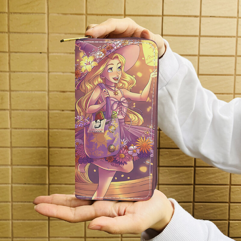 Disney Putri Rapunzel W5999 Anime tas dompet ritsleting kartun tas koin kasual dompet penyimpanan kartu hadiah tas tangan