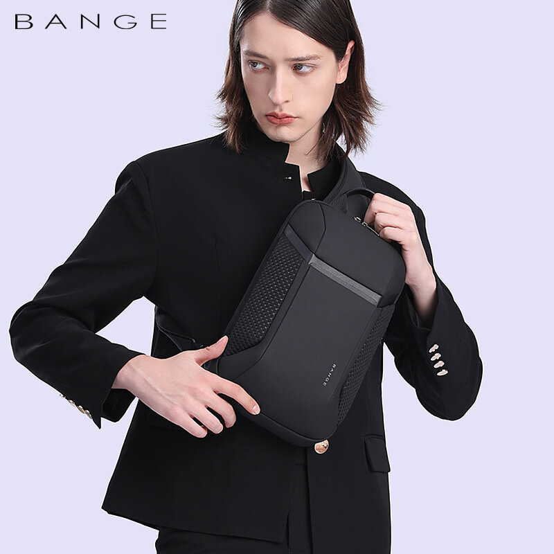 BANGE Multi functional Men's Oxford Crossbody Bag Anti-theft Shoulder Bags Short Trip Messenger USB Charging Chest Bag Pack