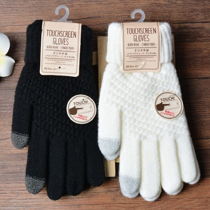 Mode Kaschmir Frauen Männer Winter Kaschmir Kälteschutz Doppels chicht Verdickung warme Touchscreen gestrickte Woll handschuhe