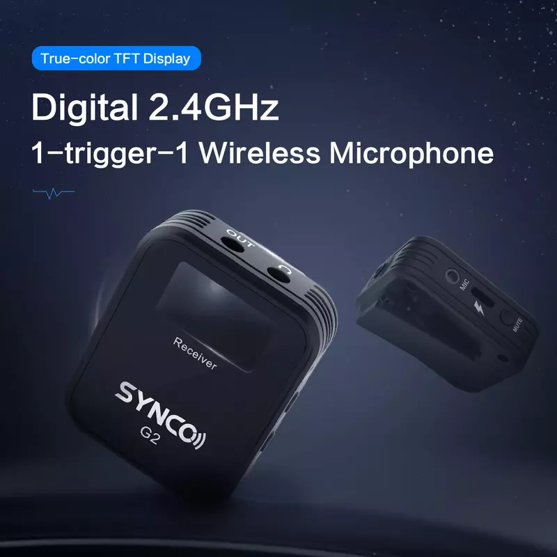 SYNCO-Sistema de Microfone Sem Fio, Conjuntos Transmissor Microfone Lavalier para Câmeras DSLR Smartphone, G2, A1, A2
