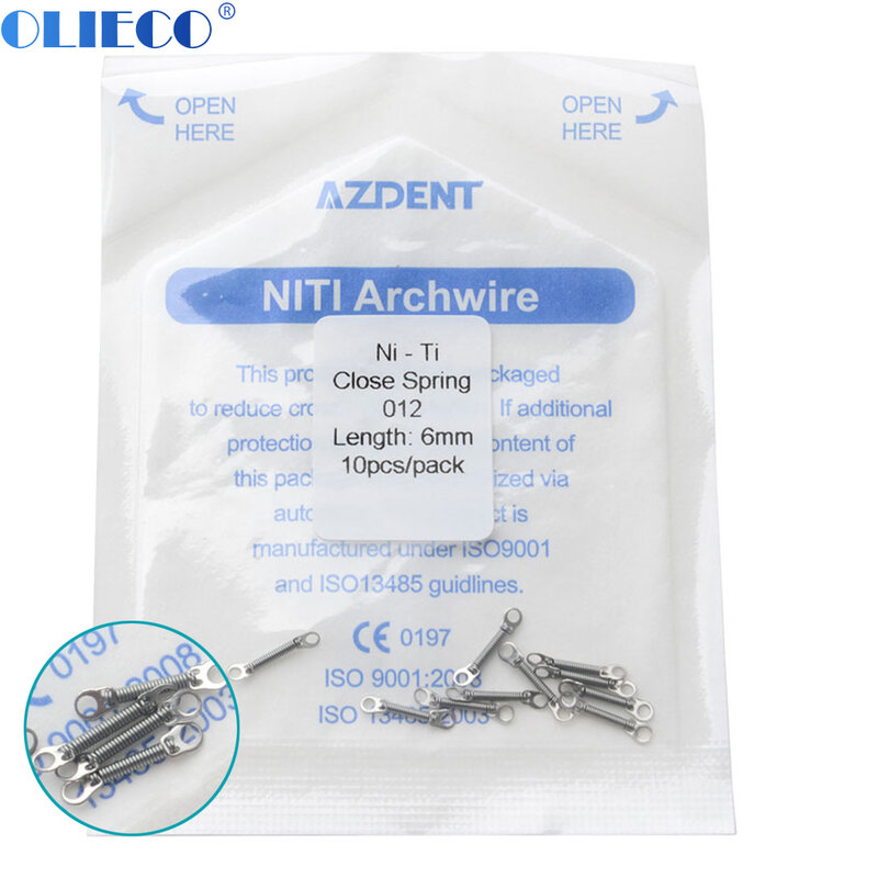 AZDENT-resorte de bobina de cierre de ortodoncia Dental, par de dientes frontales Niti, 1 paquete