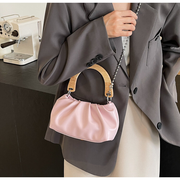 Wooden Handle Handbag and Purses Totes Shoulder Crossbody Bag for Women Casual 2024 New Trendy Designer  Ladies Messenger Bags