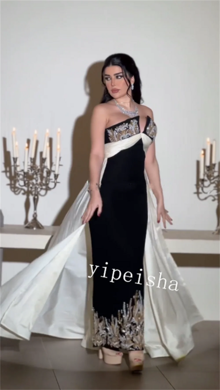 Prom Dress Evening Jersey Rhinestone Birthday Sheath Sweetheart Bespoke Occasion Gown Midi Dresses Saudi Arabia