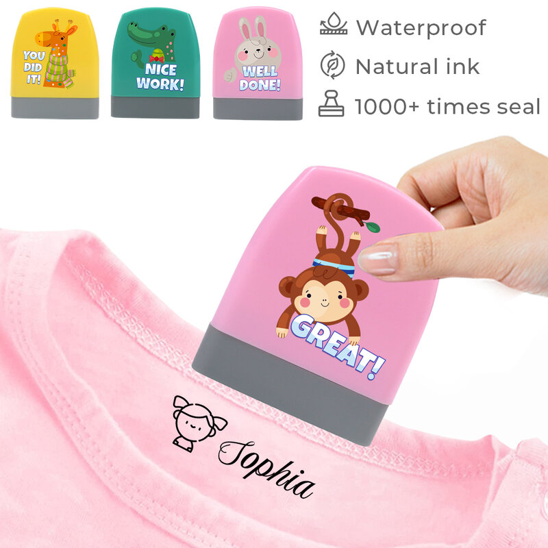 CUTE Custom Name Stamp For Clothing personalized Non-Fading School Uniform Suitable For Boys Labels Hat Mask Socks Stamper