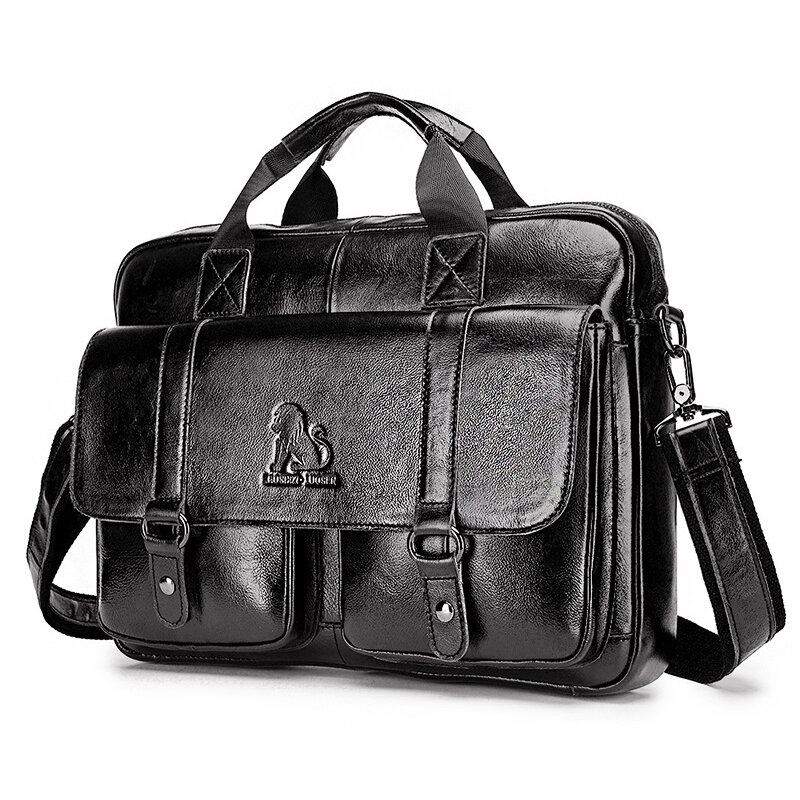 Genuine Leather Briefcase for Man Cowhide Handbag Laptop Office Shoulder Business Work Messenger Crossbody Side Bag  Suitcase