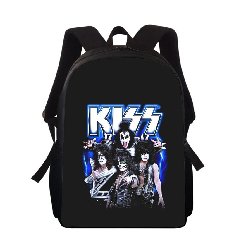 Детский рюкзак с 3D-принтом Kiss Band 16 дюймов, ранцы для учеников начальной школы